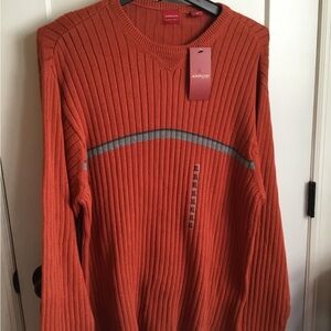 Arrow Men's Ribbed Burnt Orange Crewneck Sweater Size XL NWT
